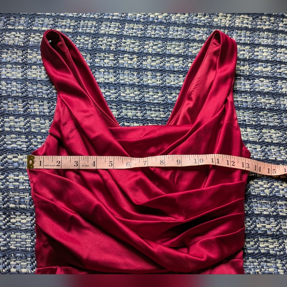Express Red Ruched Sheath Dress - Picture 3 of 7